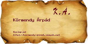 Körmendy Árpád névjegykártya