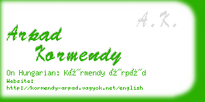arpad kormendy business card