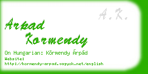 arpad kormendy business card
